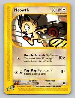 Meowth 121/165 Common Expedition Base Set Pokemon LP - Image 1