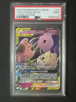 Togepi & Cleffa & Igglybuff GX 143/236 PSA 9 Cosmic Eclipse Pokemon Card - Image 1