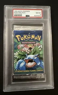 Pokemon 1999 Vintage WOTC Base Set Sealed Booster Pack NM PSA 8 (Venusaur art) - Image 1