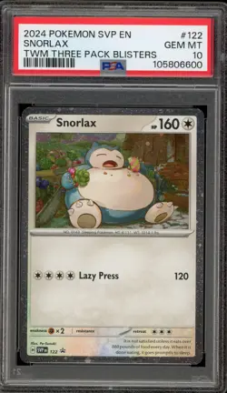 Pokemon Snorlax Twilight Masquerade Three Pk. Blisters Promo SVP EN 122 PSA 10 - Image 1