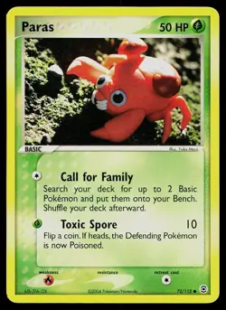 Pokemon Card FireRed & LeafGreen Paras 72/112 Common - Image 1