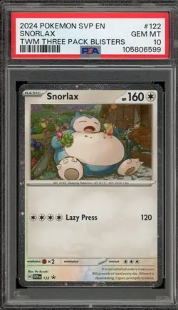Pokemon Snorlax Twilight Masquerade Three Pk. Blisters Promo SVP EN 122 PSA 10 - Image 1