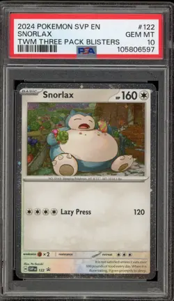 Pokemon Snorlax Twilight Masquerade Three Pk. Blisters Promo SVP EN 122 PSA 10 - Image 1