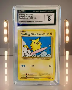 Surfing Pikachu ⚡ Secret Rare 111/108 Evolutions CGC 8 Regular 2016 Pokemon TCG - Image 1