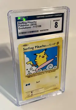 Surfing Pikachu ⚡ Secret Rare 111/108 Evolutions CGC 8 Regular 2016 Pokemon TCG - Image 2
