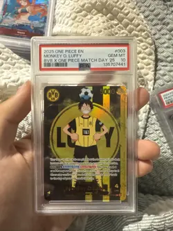 2025 ONE PIECE PROMOS BVB X ONE PIECE MATCH DAY 2025 #003 MONKEY D. LUFFY PSA 10 - Image 1