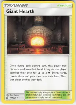 Giant Hearth 197/236 Uncommon Unified Minds Pokemon Lightly Played - Image 1