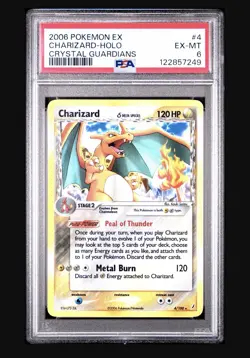 PSA 6 Charizard EX 2006 Crystal Guardians Holo Rare 4/100 Pokemon Card - Image 1