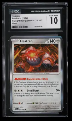 2024 Pokemon Twilight Masquerade Heatran CGC 10 English #123/167 Holo - Image 1