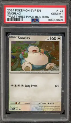 Pokemon Snorlax Twilight Masquerade Three Pk. Blisters Promo SVP EN 122 PSA 10 - Image 1