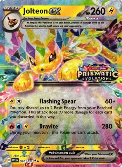 Pokemon TCG Jolteon ex 030/131 Pokemon Prismatic Evolutions Stamp Promo Holo NM - Image 1