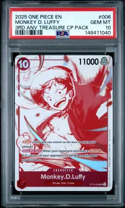 2025 ONE PIECE 3RD ANNIVERSARY! TREASURE CAMPAIGN PACK MONKEY D. LUFFY PSA 10 - Image 1