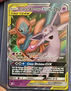 The Pokemon Espeon & Deoxys GX 72/236 Ultra Rare TAG TEAM Holo English - Image 1