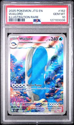 2025 POKEMON JTG EN-JOURNEY TOGETHER ILLUSTRATION RARE #162 WAILORD PSA 10 - Image 1