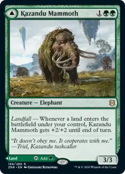 Kazandu Mammoth / Kazandu Valley Zendikar Rising NM Green Rare MTG CARD ABUGames - Image 1