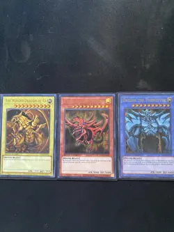 Yu-Gi-Oh! TCG Set of Egyptian God Cards (Obelisk, Ra, Slifer) LC01 - Image 1