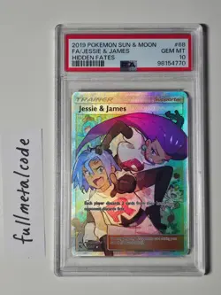 Pokemon Jesse & James Full Art Trainer Card 68/68 Hidden Fates PSA 10 GEM MINT - Image 1
