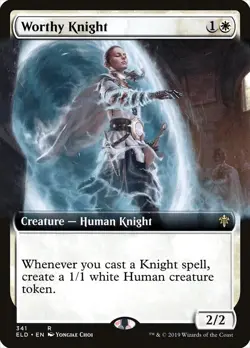 Worthy Knight (Extended Art) Throne of Eldraine NM White Rare MTG CARD ABUGames - Image 1