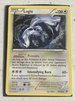 Lugia 78/124 XY Fates Collide Pokemon Card Non Holo Rare MP-LP - Image 1