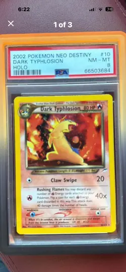 Pokemon Dark Typhlosion Neo Destiny 10/105 Holo Rare Unlimited PSA 8 2002 - Image 1