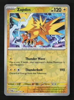 Zapdos 065/167 Reverse Holo Pokemon TCG SV06: Twilight Masquerade NM - Image 1