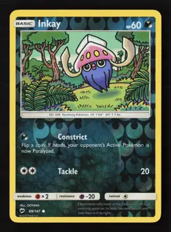 Inkay 89/147 Reverse Holo Pokemon TCG SM - Burning Shadows MP - Image 1