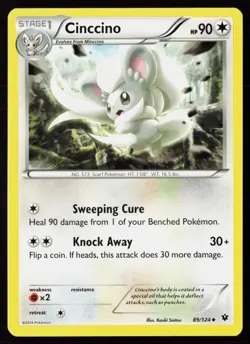 Cinccino 89/124 Normal Pokemon TCG XY - Fates Collide LP - Image 1