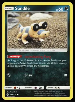Sandile (Yuka Morii Clay) 113/214 Regular Pokemon TCG SM - Unbroken Bonds LP - Image 1