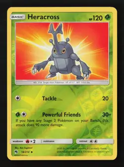 Heracross 18/214 Reverse Holo Pokemon TCG SM - Lost Thunder MP - Image 1