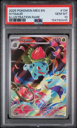 PSA 10 GEM MINT Pokemon Card Ivysaur 134/132 Illustration Rare Mega Evolution - Image 1