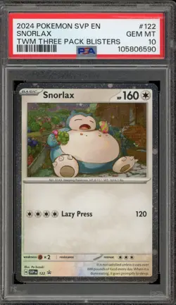 Pokemon Snorlax Twilight Masquerade Three Pk. Blisters Promo SVP EN 122 PSA 10 - Image 1