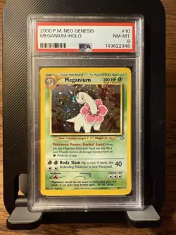 Pokemon Meganium Neo Genesis Holo Rare 10/111 PSA 8 2000 English - Image 1