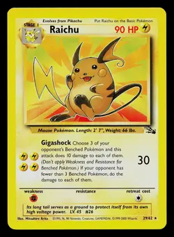 Pokemon Card - Raichu Fossil 1999-2000 29/62 Rare - Image 1