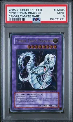 Cyber Twin Dragon CRV-EN035 [Ultimate Rare 1st Edition] YuGiOh - PSA 9 - Image 2