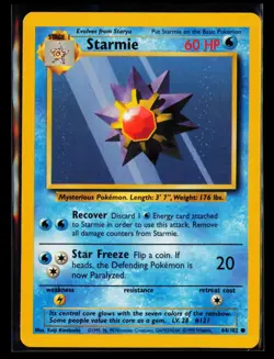 1999 Pokemon TCG Starmie Base Set #064/102 - Image 1