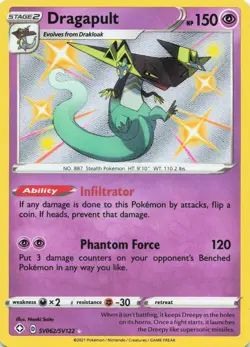 Dragapult SV062/SV122 Shiny Rare Shining Fates Shiny Vault Pokemon Near Mint - Image 1