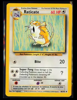 1999 Pokemon TCG Raticate Base Set #040/102 - Image 1