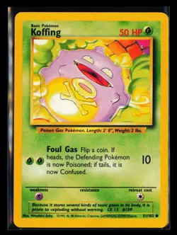 1999 Pokemon TCG Koffing Base Set #051/102 - Image 1