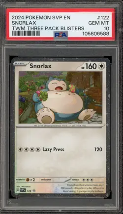 Pokemon Snorlax Twilight Masquerade Three Pk. Blisters Promo SVP EN 122 PSA 10 - Image 1