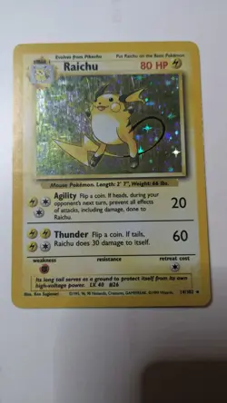 Raichu 014/102 Base Set Holo vintage Pokemon card LP - Image 1