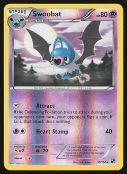 Black and White Swoobat #51/114 Reverse Holo Pokemon Card - Image 1