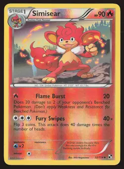 Black and White Simisear #22/114 Reverse Holo Pokemon Card - Image 1