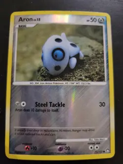 Pokemon TCG Card 2007 Mysterious Treasures - Aron 71/123 Reverse Holo - Image 1