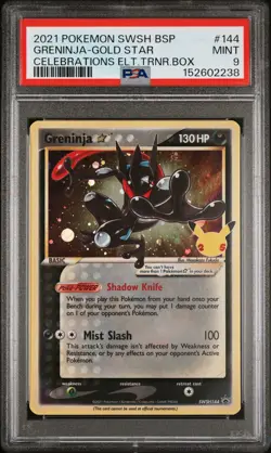 2021 POKEMON SWSH BLACK STAR PROMO #144 GRENINJA-GOLD STAR PSA 9 - Image 1