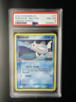 2005 Pokemon EX Unseen Forces #71 Remoraid 71/115 Reverse Foil PSA 8 NM - Image 1