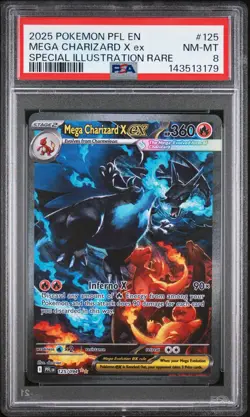 2025 Pokemon PFL EN-SPECIAL ILLUSTRATION RARE SIR #125 MEGA CHARIZARD X EX PSA 8 - Image 1