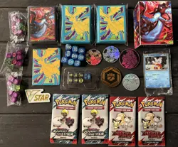 Pokemon Accessories Lot! Sleeves! 4 Fun Packs! Dice! Coins! Promo! Storage! $$$ - Image 1