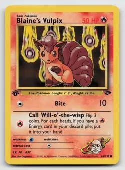 Blaine's Vulpix 66/132 1st Edition Gym Challenge Pokemon - NM - Image 1