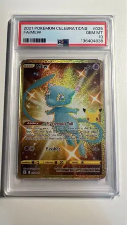 Pokemon Celebrations Mew Full Art Secret Rare Holo PSA 10 025/025 - Image 1