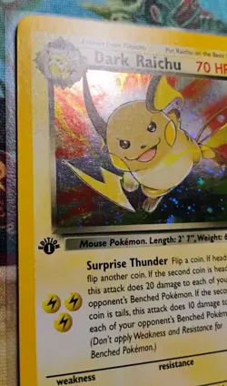 Dark Raichu 83/82 Secret Holo Rare Team Rocket 1st Edition LP Swirl Pokemon - Image 4